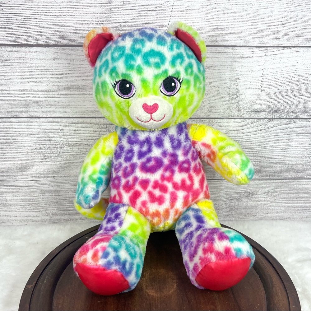 Build A Bear Lisa Frank Inspired Rainbow Leopard Cat Stuffed Animal Plush BABW